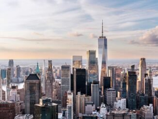 USA Jobs with Visa Sponsorship — New York City skyline and business district.